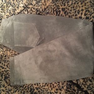 Toffs, Suede Leather Jeans, Olive, Size 2P